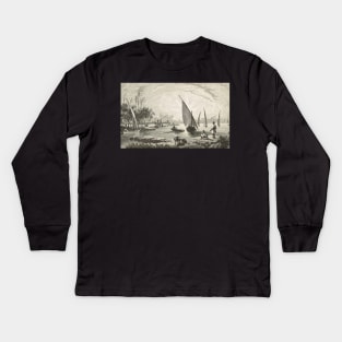 Engraving River Nile Scene Egypt 1881 Kids Long Sleeve T-Shirt